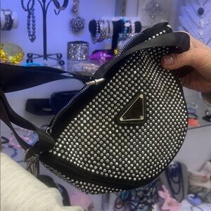 Elegant Black Studded Crossbody Bag